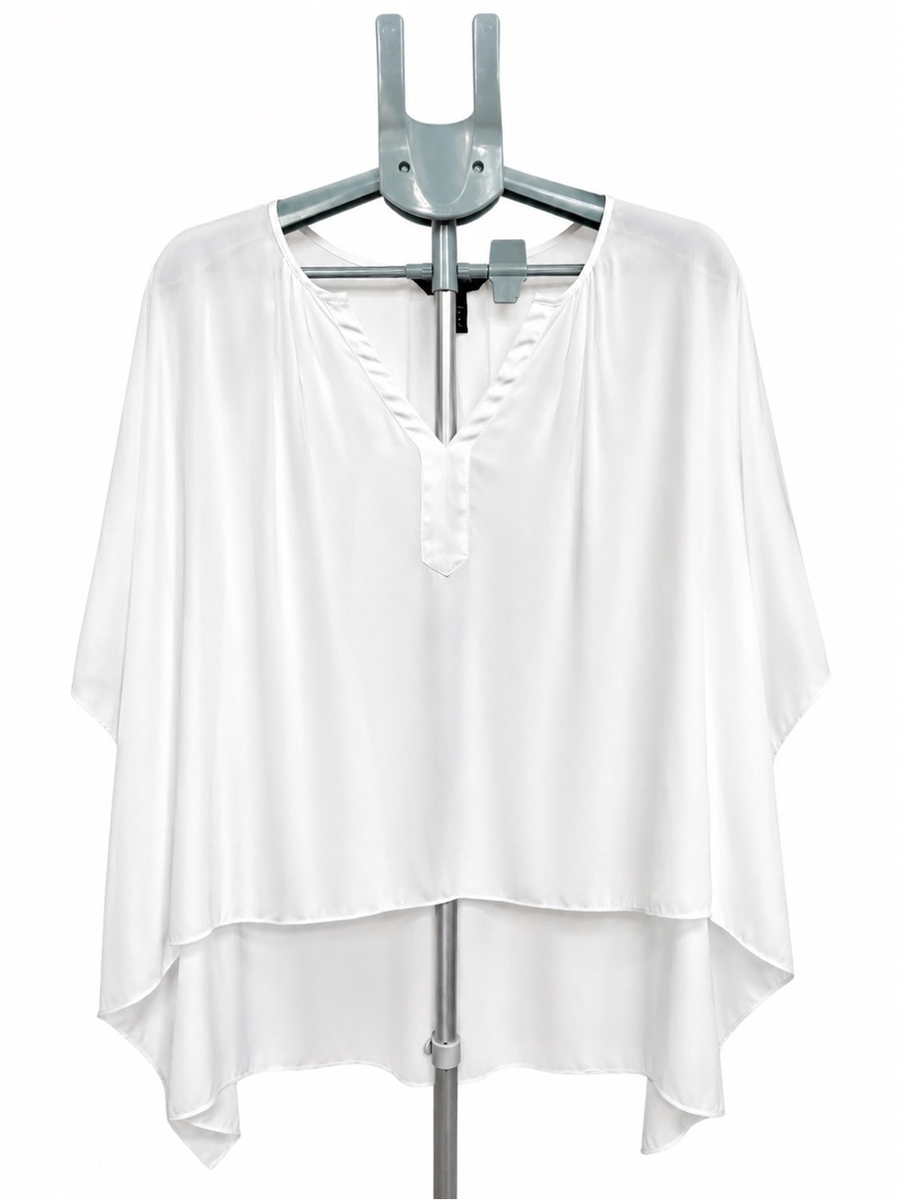 White House Black Market Draped Poncho Blouse White Pleated Cape Top S